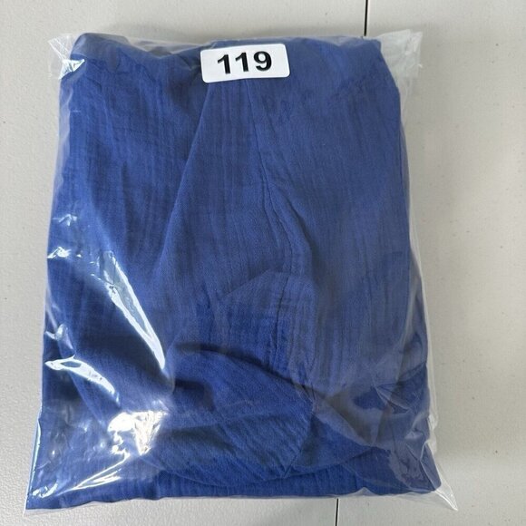 Lovestitch Gauze Hooded Top Blue Womens Size S Cropped Beach Cotton Long Sleeve - Picture 7 of 10